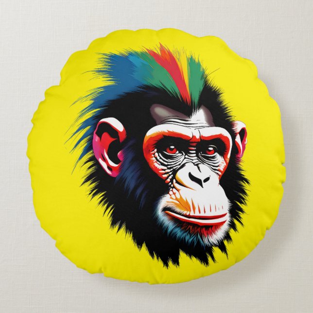 Punk chimp rond kussen (Voorkant)