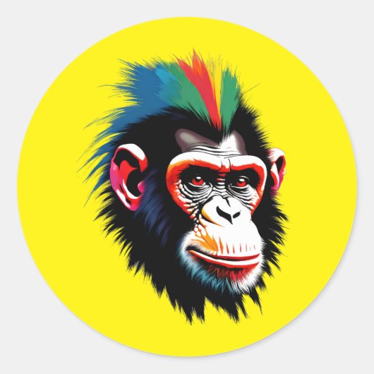 Punk chimp ronde sticker (Voorkant)