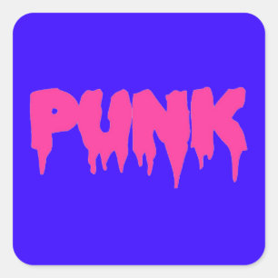 Punk Drip Lettertypesticker - Roze tekst Vierkante Sticker