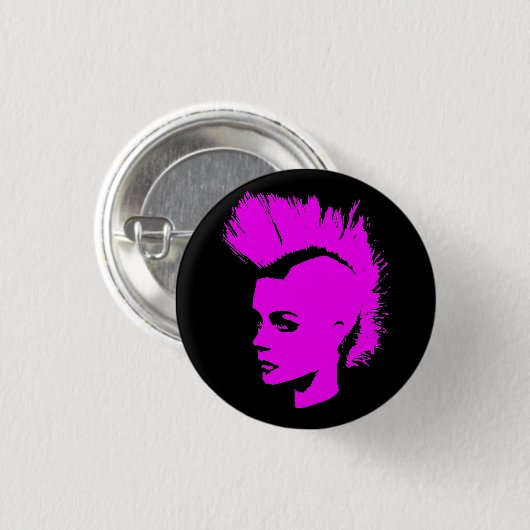 Punk Girl – unichrome print - pink Ronde Button 3,2 Cm (Voorkant /achterkant)