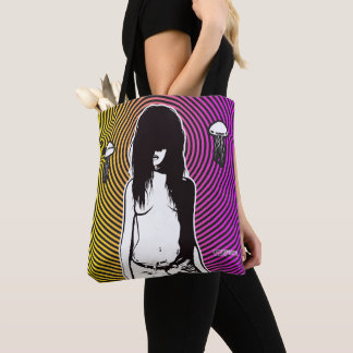 Punk Gothic Creepy Girl Scary Psychedelic Seeker Tote Bag