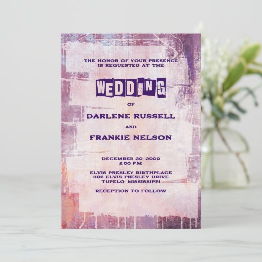 Punk Graffiti Rock and Roll bruiloft Kaart (Staand voorkant)