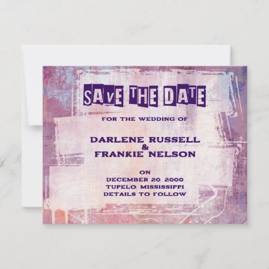 Punk Graffiti Rock and Roll bruiloft Save The Date (Voorkant)