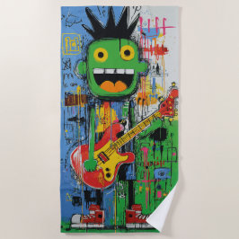 Punk Guitar Monster Graffiti Art Strandlaken