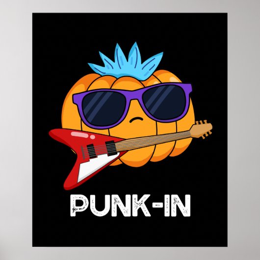 Punk-in Funny Punk Rock Pumpkin Dark BG Poster (Voorkant)