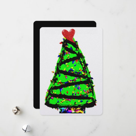 Punk kerstboom feestdagenkaart (Voorkant / Achterkant in situ)