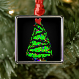 Punk kerstboom metalen ornament