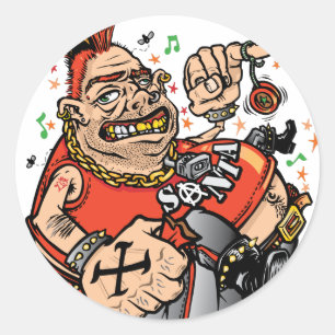 Punk kerstman ronde sticker