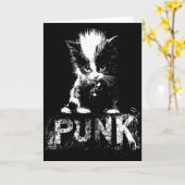Punk Kitten Cat With Mohawk Nge Gothic Design Kaart (Gele Bloem)