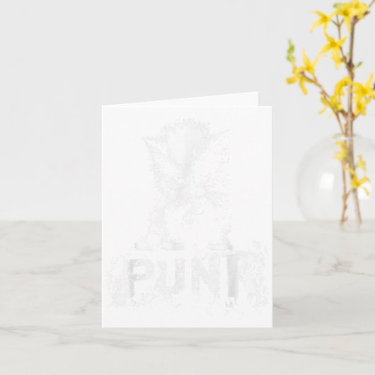 Punk Kitten Cat With Mohawk Nge Gothic Design Kaart (Gele Bloem)