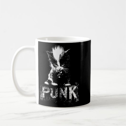 Punk Kitten Cat With Mohawk Nge Gothic Design  Koffiemok (Links)