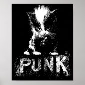 Punk Kitten Cat With Mohawk Nge Gothic Design Poster (Voorkant)