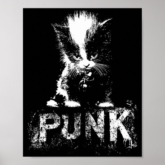 Punk Kitten Cat With Mohawk Nge Gothic Design  Poster (Voorkant)