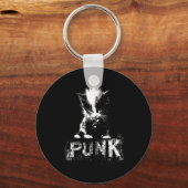 Punk Kitten Cat With Mohawk Nge Gothic Design Sleutelhanger (Voorkant)