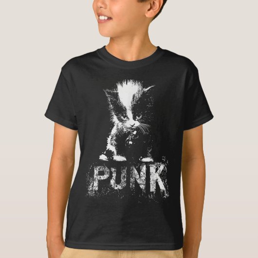 Punk Kitten Cat With Mohawk Nge Gothic Design T-shirt (Voorkant)