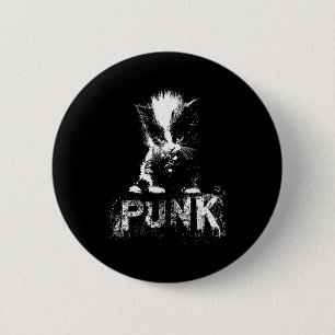 Punk Kitten Kat Met Mohawk Nge Gothic Design Ronde Button 5,7 Cm