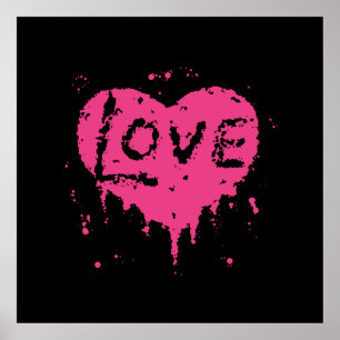 Punk liefdeswarmte zwart en warm roze poster