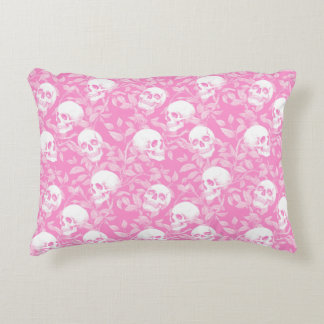 Punk meisjesachtig Gothisch roze schedels & geblad Accent Kussen