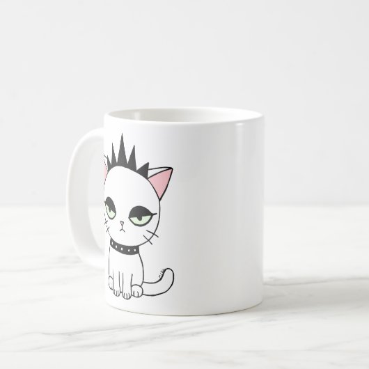 Punk mok Funny Punk kat Mok Funny Cat Lover Mok (Voorkant links)