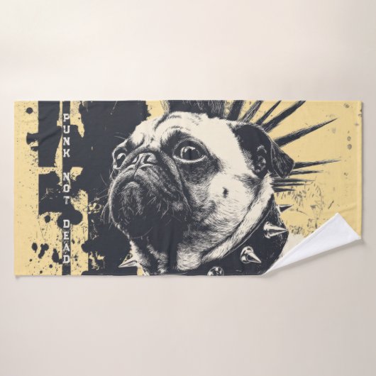Punk Not Dead Bulldog – Rock Chien Art (Serviette de bain)