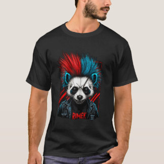 Punk Panda Een opgefokte look Geweldige Panda Beer T-shirt