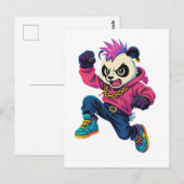 Punk Panda Power Briefkaart (Voorkant / Achterkant)
