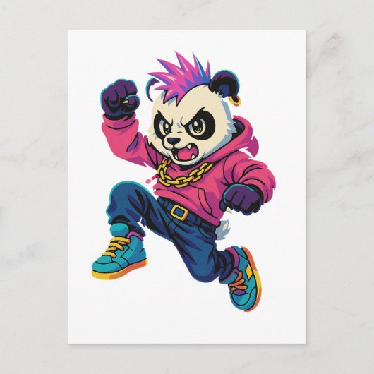 Punk Panda Power Briefkaart (Voorkant)