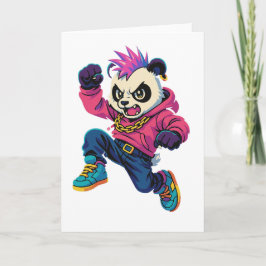 Punk Panda Power Feestdagen Kaart