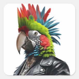 Punk papegaai vierkante sticker