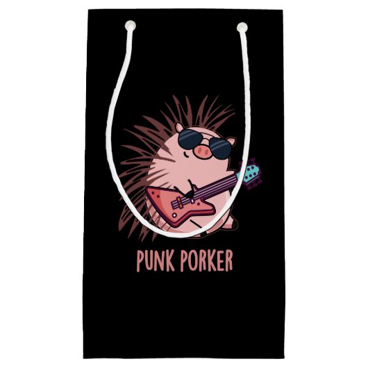 Punk Porker Funny Punk Rocker Pig Donk BG Klein Cadeauzakje (Voorkant)