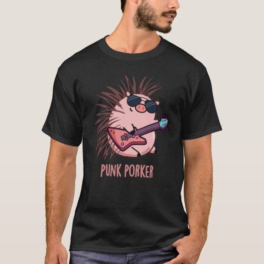 Punk Porker Funny Punk Rocker Pig Donk BG T-shirt (Voorkant)