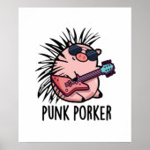 Punk Porker Funny Rocker Pig Pun Poster (Voorkant)