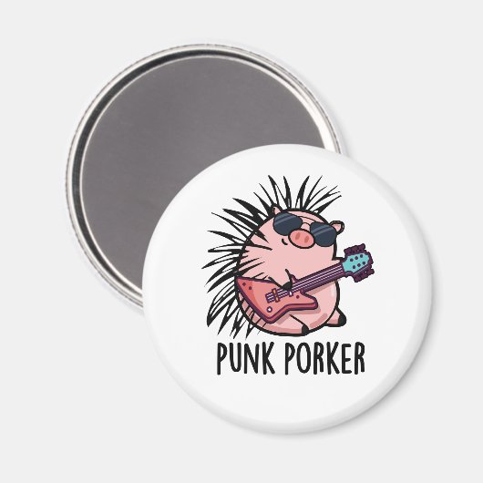 Punk Porker Grappige Punk Rocker Pig Pun Magneet (Voorkant / Achterkant)