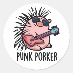 Punk Porker Grappige Punk Rocker Pig Pun Ronde Sticker