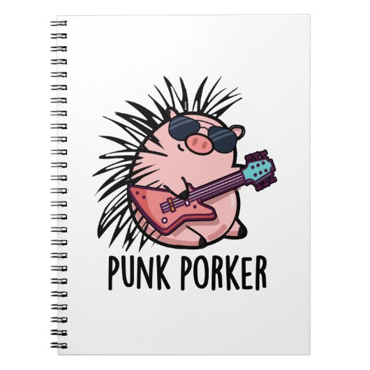 Punk Porker Grappige Punk Rocker Varkens Punt  Notitieboek (Voorkant)