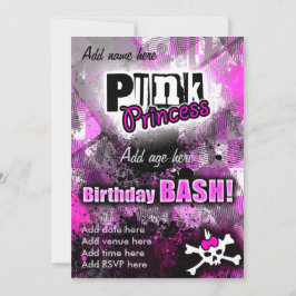 Punk Princess Birthday Bash Kaart