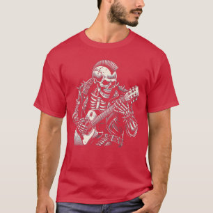 Punk Rock And Roll Skelet Speelt Gitaar Gitarist T-shirt