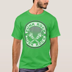 Punk Rock Badge Ontwerp Rock Skelet Handen Zwart T-shirt