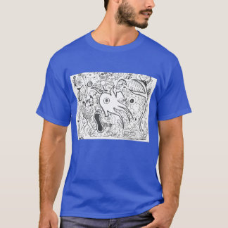 Punk Rock Design #14 Fantasy Ocean op Blauw T-shirt