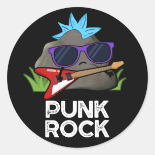 Punk Rock Funny Music Pun Dark BG Ronde Sticker