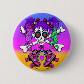 Punk Rock Geïnspireerd Roller Derby Girl Button Pi (Voorkant)