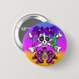 Punk Rock Geïnspireerd Roller Derby Girl Button Pi