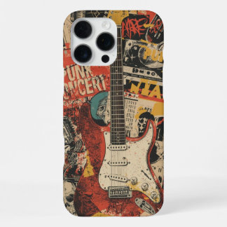 Punk Rock Gitaar Collage Muziek Kunst voor Rock Fa iPhone 16 Pro Max Hoesje