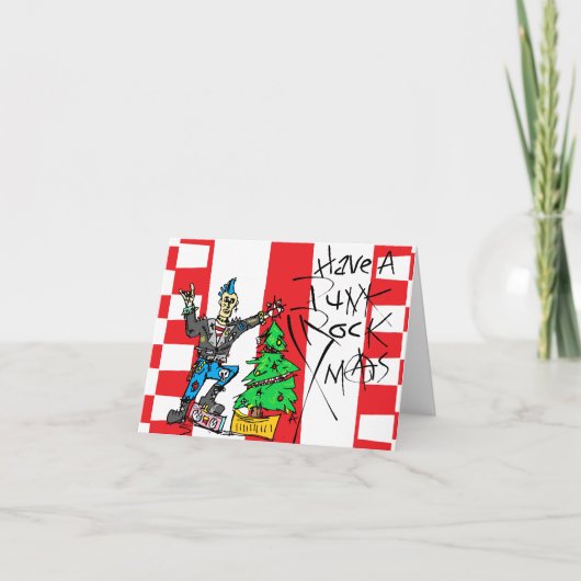 PUNK ROCK KERST FEESTDAGEN KAART (Voorkant)