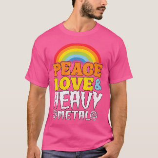 Punk rock Kinder band Metal Rainbow Peace Love Hea T-shirt