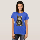 Punk Rock Kitten Schattige Cat Design T-shirt (Voorkant volledig)