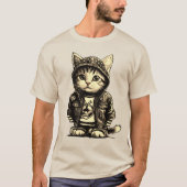 Punk Rock Kitten Schattige Cat Design T-shirt (Voorkant)