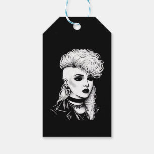 Punk Rock Meisje met Side Shave Haircut Retro Cadeaulabel