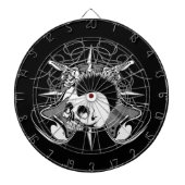 Punk Rock Mohawk Skull Rozen Guitars Spikes Dartbord (Voorkant)