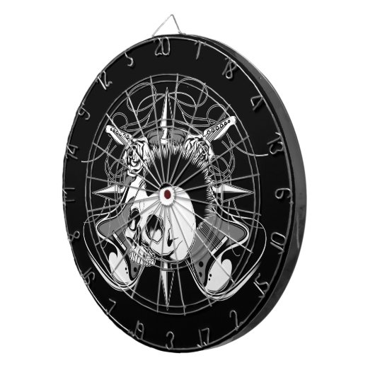 Punk Rock Mohawk Skull Rozen Guitars Spikes Dartbord (Voorkant Rechts)